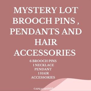Mystery Lot of Brooch Pins, Pendants, and Hair Accessories 8 Items Total Vintage
